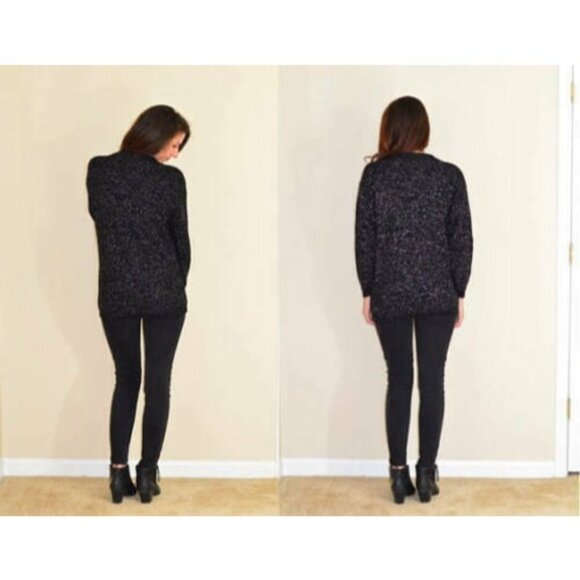 Vtg American Pride Sweater Black Silver Tensil Long Sleeve - Picture 8 of 8